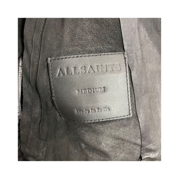 ALL SAINTS • Black Rio Biker Leather Jacket • Size Medium - Picture 2 of 13